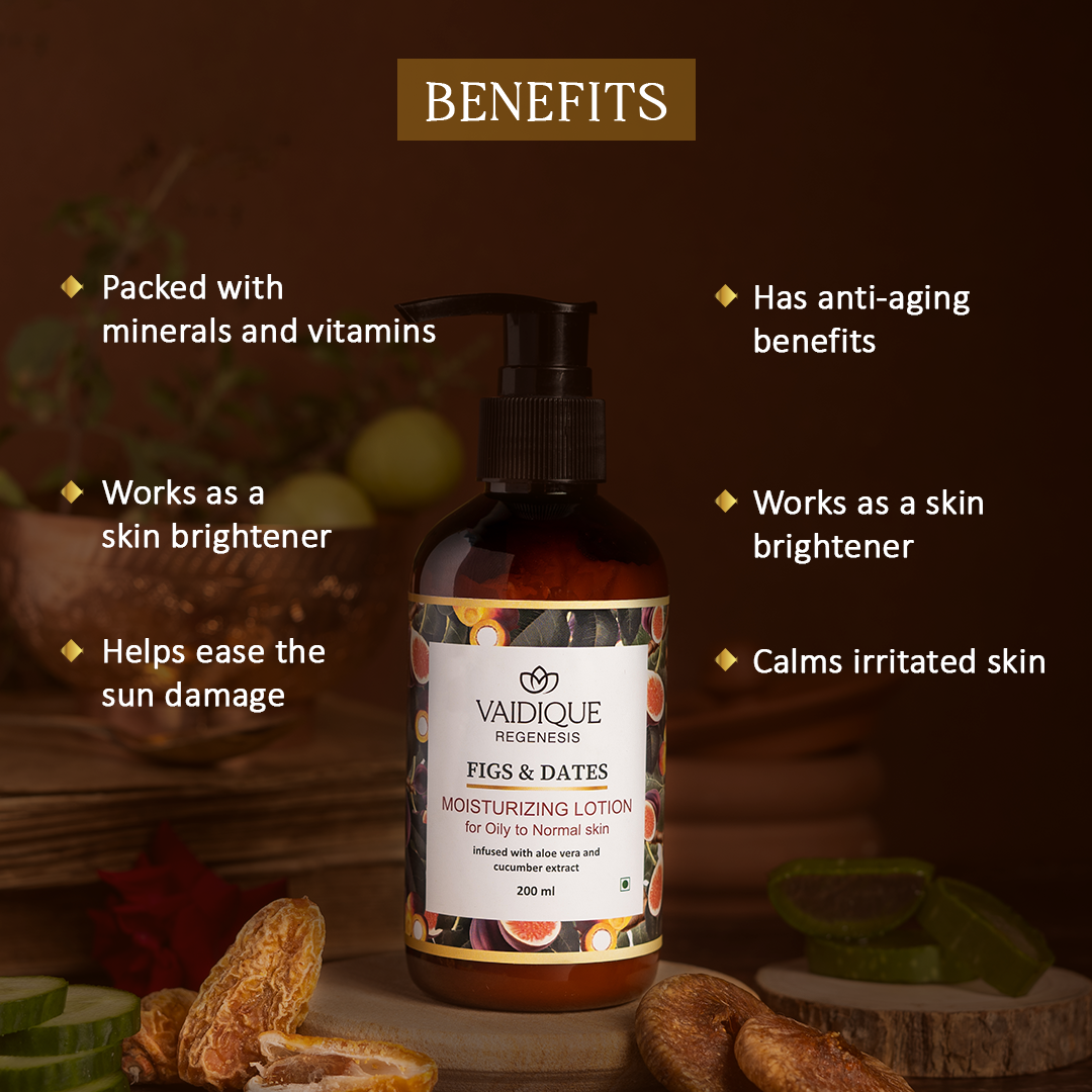 Ayurvedic Figs & Dates Moisturizing Lotion with Aloe Vera and Cucumber Extracts
