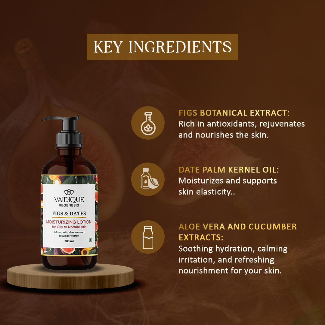 Ayurvedic Figs & Dates Moisturizing Lotion with Aloe Vera and Cucumber Extracts