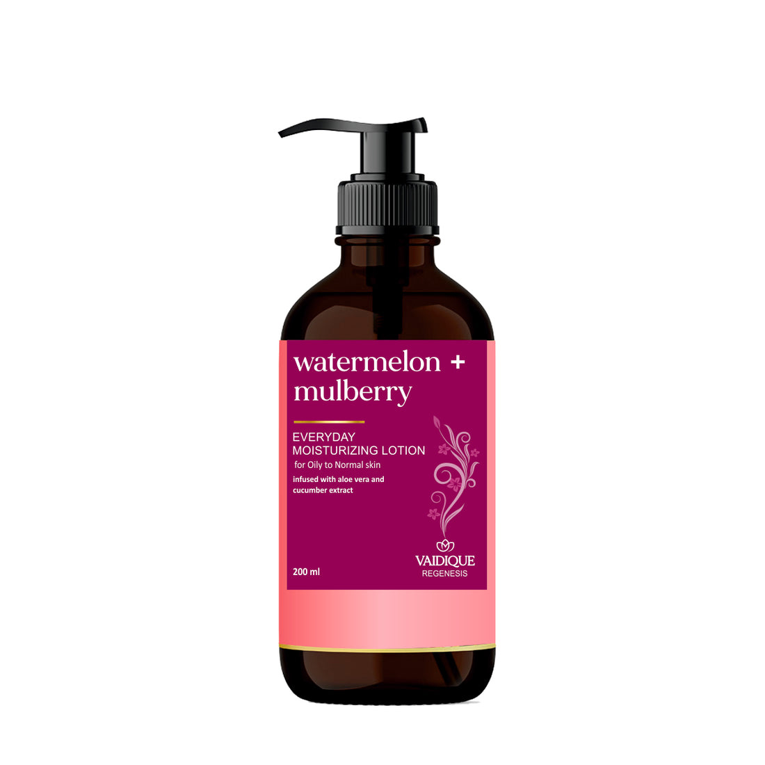 Watermelon + Mulberry Ayurvedic Moisturizing Lotion with Aloe Vera and Cucumber Extracts